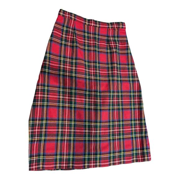 Vintage 70's handmade Red Plaid Tartan high waisted A line skirt size 8-10 - Picture 1 of 12
